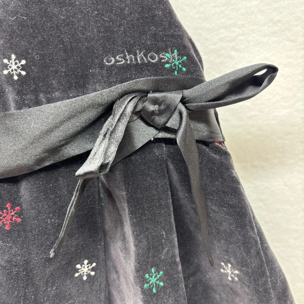 OshKosh Black‎ Velvet Snowflake Dress Girls 24 Months Holiday Christmas Party